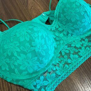 Victorias Secret 'Pink' Lace Push Up Bralette | Green | Size : L (40D)